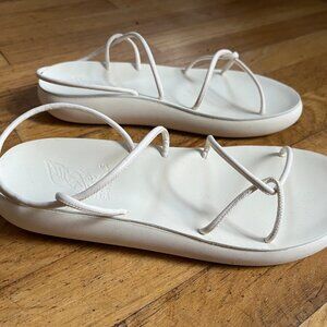 Ancient Greek White Strappy Slingback Sandals